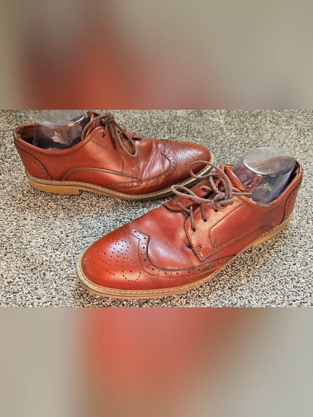 Brown Leather Wingtip Oxfords - Smart Casual Hybrid Dress Shoes - Sz 11